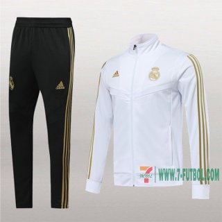 7-Futbol: La Nuevo Chaqueta Chandal Del Real Madrid Blancas/Amarilla Cremallera 2019 2020