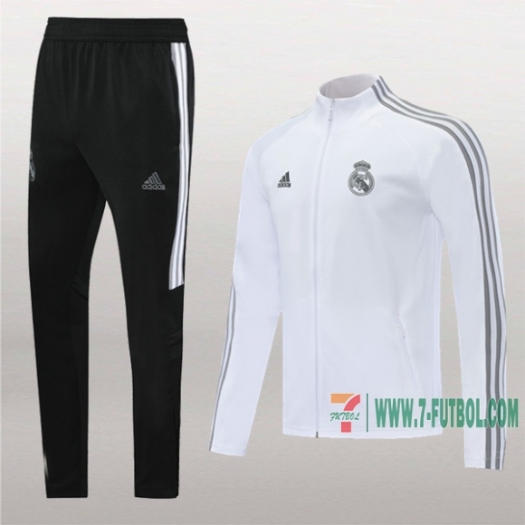 7-Futbol: Termicas Clasicas Chaqueta Chandal Del Real Madrid Blancas Cremallera 2020/2021