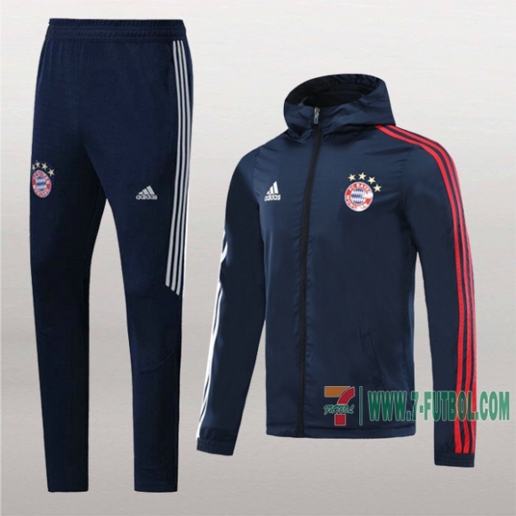 7-Futbol: Nuevas Retro Chaqueta Chandal Rompeviento Del Bayern Munich Con Capucha Azul Marino Cremallera 2020 2021