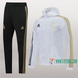 7-Futbol: Nueva Clasico Chaqueta Chandal Rompeviento Del Real Madrid Con Capucha Blancas Cremallera 2020/2021