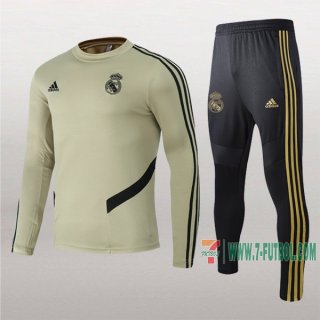 7-Futbol: Termicas Clasicas Sudadera Chandal Del Real Madrid Cuello Redondo Amarilla 2020 2021