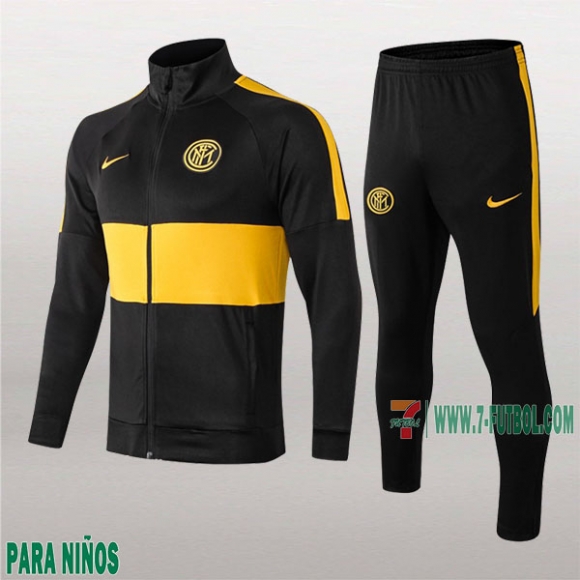 7-Futbol: Las Nuevas Chaquetas Chandal Inter Milan Para Niños Cremallera Negra/Amarilla 2019/2020