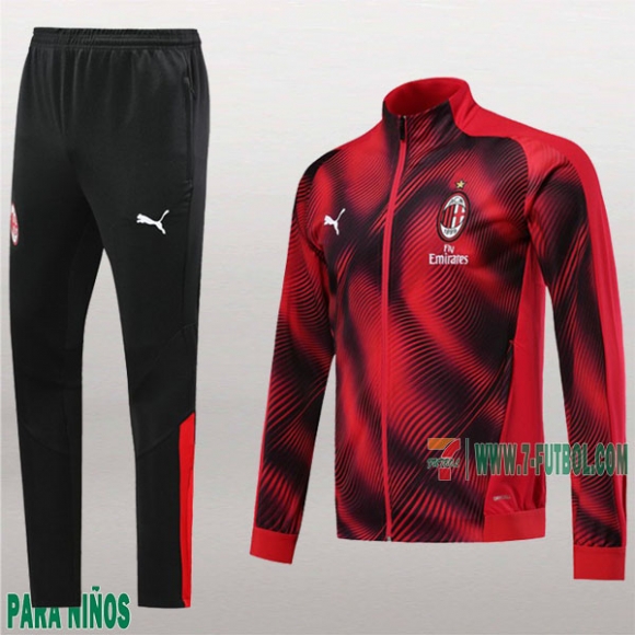 7-Futbol: Las Nuevas Chaquetas Chandal Ac Milan Para Niños Cremallera Roja/Negra 2019/2020