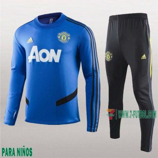 7-Futbol: La Nuevo Sudaderas Chandal Manchester United Para Niños Azul 2019/2020