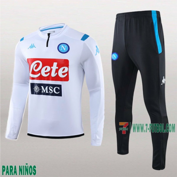 7-Futbol: La Nueva Chandal Ssc Napoli Para Niños Medio Zip Blancas 2019/2020