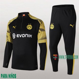 7-Futbol: La Nueva Chandal Borussia Dortmund Para Niños Medio Zip Negra Amarilla 2019/2020