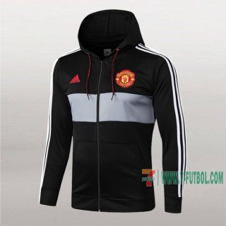 7-Futbol: Las Nuevas Chaqueta Rompeviento Del Manchester United Negra/Gris 2019/2020