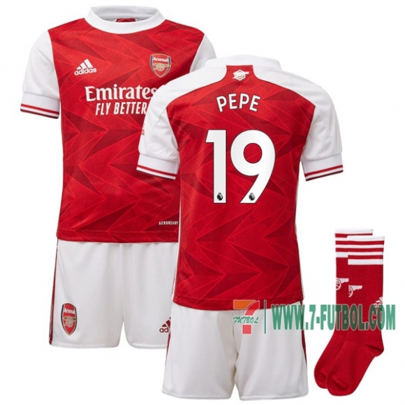 7-Futbol: Nuevas Primera Camiseta Arsenal Pepe #19 Niño 2020-2021
