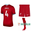 7-Futbol: Nuevas Primera Camiseta Liverpool Virgil Van Dijk #4 Niño 2020-2021