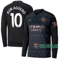 7-Futbol: Compras Nueva Segunda Camiseta Futbol Manchester City Manga Larga Kun Agüero #10 2020-2021