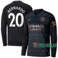 7-Futbol: Nuevas Segunda Camiseta Futbol Manchester City Manga Larga Bernardo #20 2020-2021