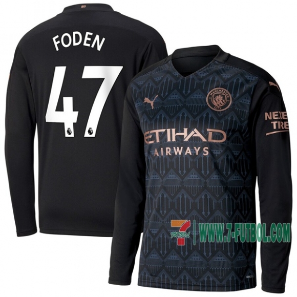 7-Futbol: La Nueva Segunda Camiseta Futbol Manchester City Manga Larga Foden #47 2020-2021