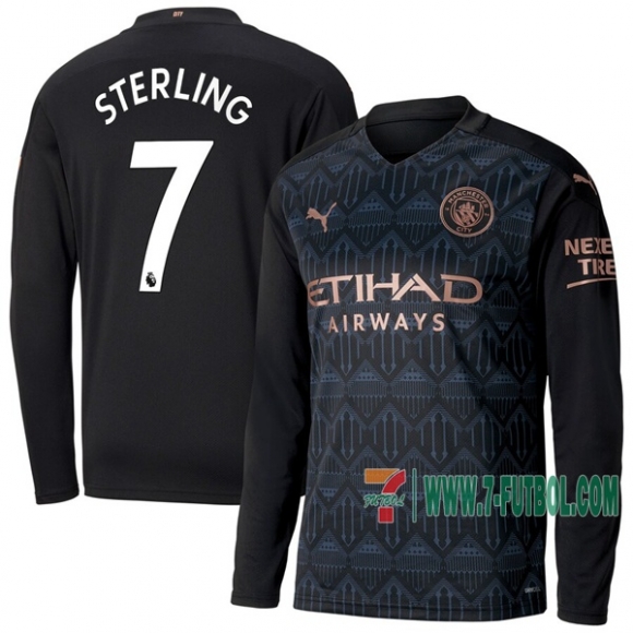 7-Futbol: Nuevas Segunda Camiseta Futbol Manchester City Manga Larga Sterling #7 2020-2021