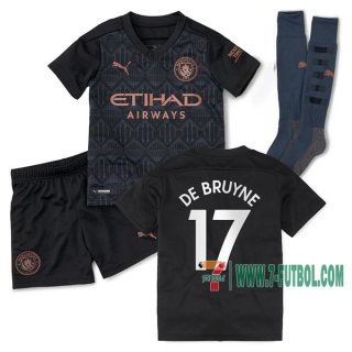 7-Futbol: Las Nuevas Segunda Camiseta Manchester City Bruyne #17 Niño 2020-2021