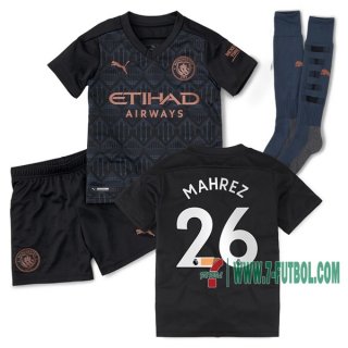 7-Futbol: Nuevas Segunda Camiseta Manchester City Mahrez #26 Niño 2020-2021