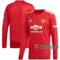 Compras Nueva Primera Camiseta Futbol Manchester United Manga Larga 2020-2021 Personalizadas