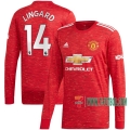 Nuevas Primera Camiseta Futbol Manchester United Manga Larga Jesse Lingard #14 2020-2021