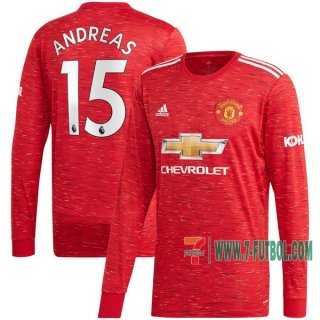 Las Nuevas Primera Camiseta Futbol Manchester United Manga Larga Andreas Pereira #15 2020-2021