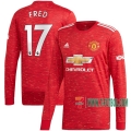 Compras Nueva Primera Camiseta Futbol Manchester United Manga Larga Fred #17 2020-2021