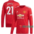 Compras Nueva Primera Camiseta Futbol Manchester United Manga Larga Daniel James #21 2020-2021