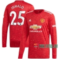 Nuevas Primera Camiseta Futbol Manchester United Manga Larga Odion Ighalo #25 2020-2021