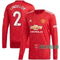 Nuevas Primera Camiseta Futbol Manchester United Manga Larga Victor Lindelöf #2 2020-2021