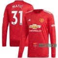 Nuevas Primera Camiseta Futbol Manchester United Manga Larga Nemanja Matic #31 2020-2021