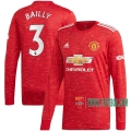 La Nueva Primera Camiseta Futbol Manchester United Manga Larga Eric Bailly #3 2020-2021