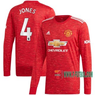 Nuevas Primera Camiseta Futbol Manchester United Manga Larga Phil Jones #4 2020-2021
