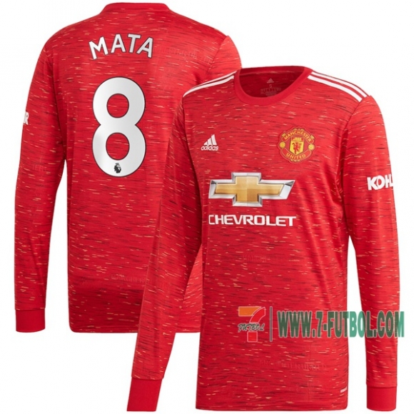 Las Nuevas Primera Camiseta Futbol Manchester United Manga Larga Juan Mata #8 2020-2021