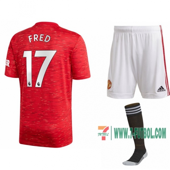 7-Futbol: Nuevas Primera Camiseta Manchester United Fred #17 Niño 2020-2021