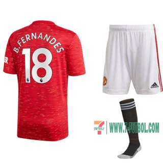 7-Futbol: Las Nuevas Primera Camiseta Manchester United Bruno Fernandes #18 Niño 2020-2021