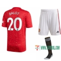 7-Futbol: La Nueva Primera Camiseta Manchester United Diogo Dalot #20 Niño 2020-2021