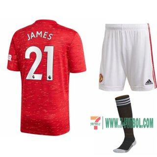 7-Futbol: Nuevas Primera Camiseta Manchester United Daniel James #21 Niño 2020-2021