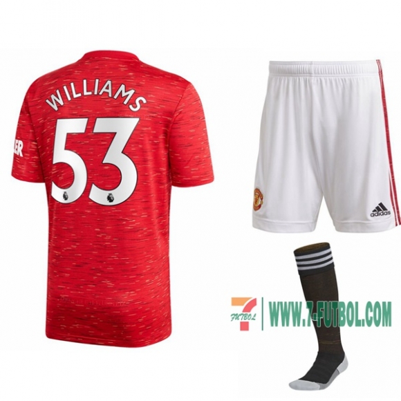 7-Futbol: Las Nuevas Primera Camiseta Manchester United Brandon Williams #53 Niño 2020-2021