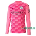 Nuevas Camiseta Futbol Manchester City Portero Manga Larga Rosa 2020-2021 Personalizadas