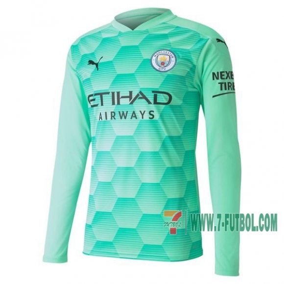 Compras Nueva Camiseta Futbol Manchester City Portero Manga Larga Niño Verde 2020-2021 Personalizadas