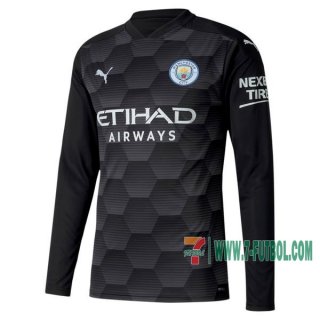 Nuevas Camiseta Futbol Manchester City Portero Manga Larga Niño Negra 2020-2021 Personalizadas