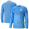 Las Nuevas Primera Camiseta Futbol Manchester City Manga Larga 2020-2021 Personalizadas
