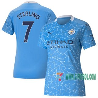 7-Futbol: La Nueva Primera Camisetas Manchester City Raheem Sterling #7 Mujer 2020-2021