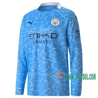 Compras Nueva Primera Camiseta Futbol Manchester City Manga Larga Niño 2020-2021 Personalizadas