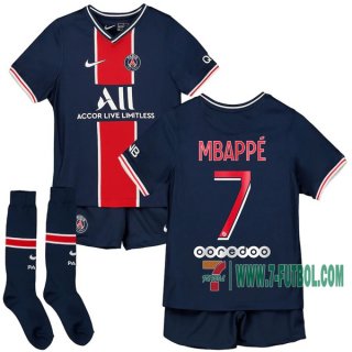 7-Futbol: La Nueva Primera Camiseta Psg Paris Saint Germain Mbappé #7 Niño 2020-2021
