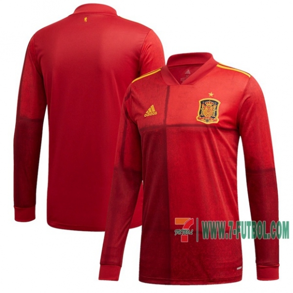 7-Futbol: Personaliza Nueva Primera Camiseta Futbol Espana Manga Larga Hombre Eurocopa 2020-2021