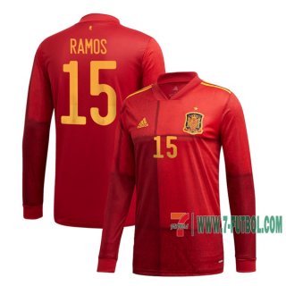 7-Futbol: Las Nuevas Primera Camiseta Futbol Espana Ramos #15 Manga Larga Hombre Eurocopa 2020-2021
