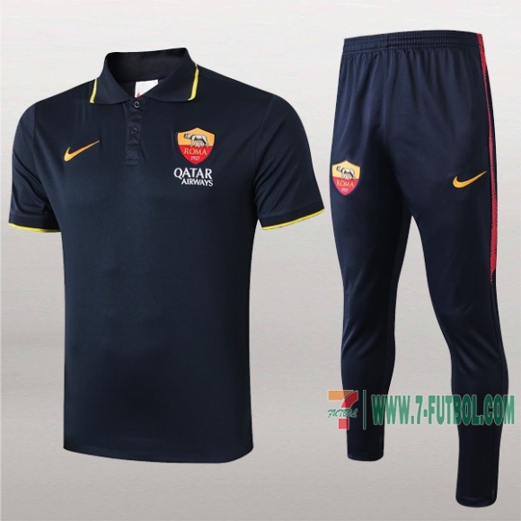 7-Futbol: La Nueva Polo Y Pantalones Del As Roma Manga Corta Azul Marino 2019/2020