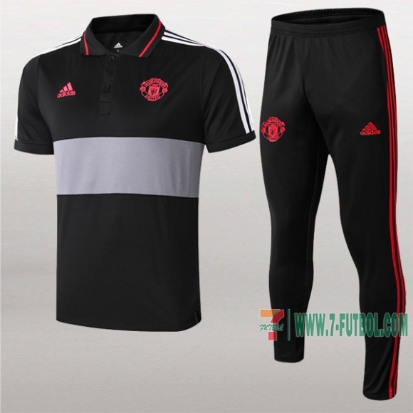 7-Futbol: La Nueva Polo Y Pantalones Del Manchester United Manga Corta Negra/Gris 2019/2020