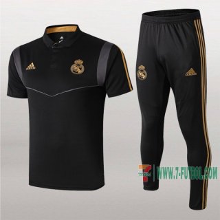 7-Futbol: La Nueva Polo Y Pantalones Del Real Madrid Manga Corta Negra/Gris 2019/2020