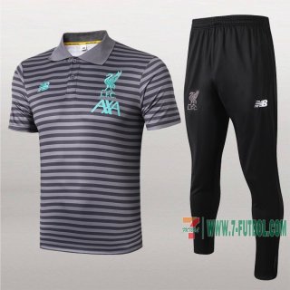 7-Futbol: La Nueva Polo Y Pantalones Del Fc Liverpool Rayado Manga Corta Gris Oscuro 2019/2020