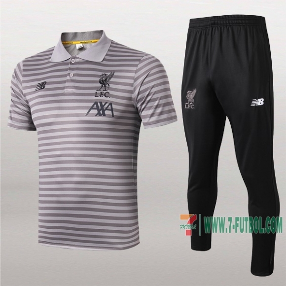 7-Futbol: Las Nuevas Polo Y Pantalones Del Fc Liverpool Rayado Manga Corta Gris 2019/2020