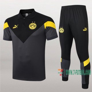 7-Futbol: Las Nuevas Polo Y Pantalones Del Dortmund Bvb Manga Corta Negra Gris 2020/2021
